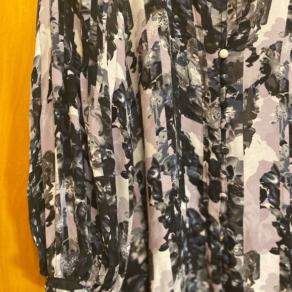 PARKER TOP BLOUSE GRAY BLACK WHITE LONG SLEEVE SIZE S - Picture 16 of 16